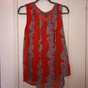 Orange and blue floral boutique tank